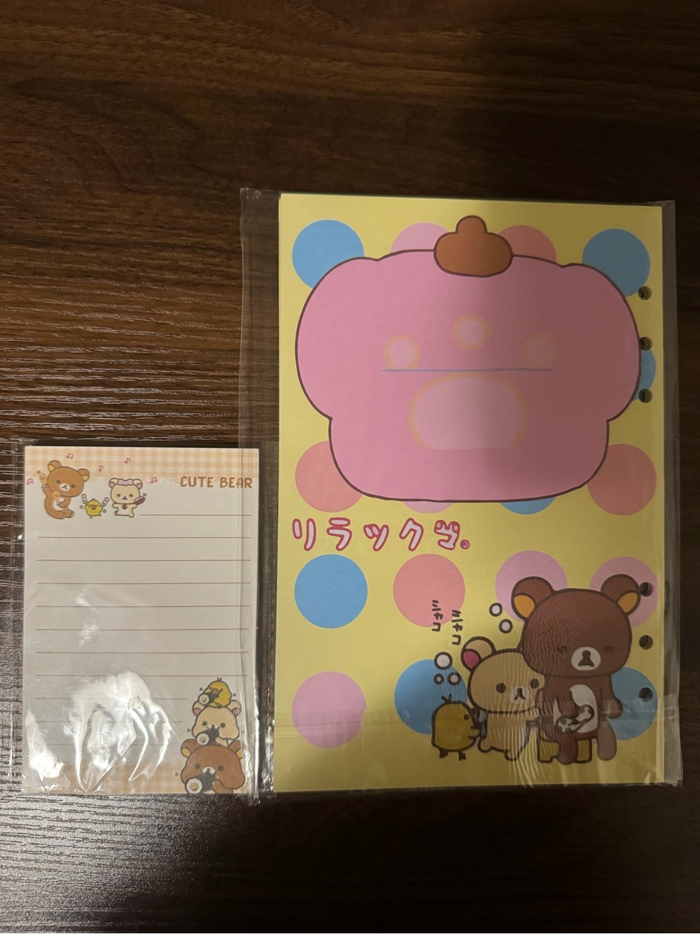 Rilakkuma Bear Sticky Note & Memo Pad Set - Pink and Yellow